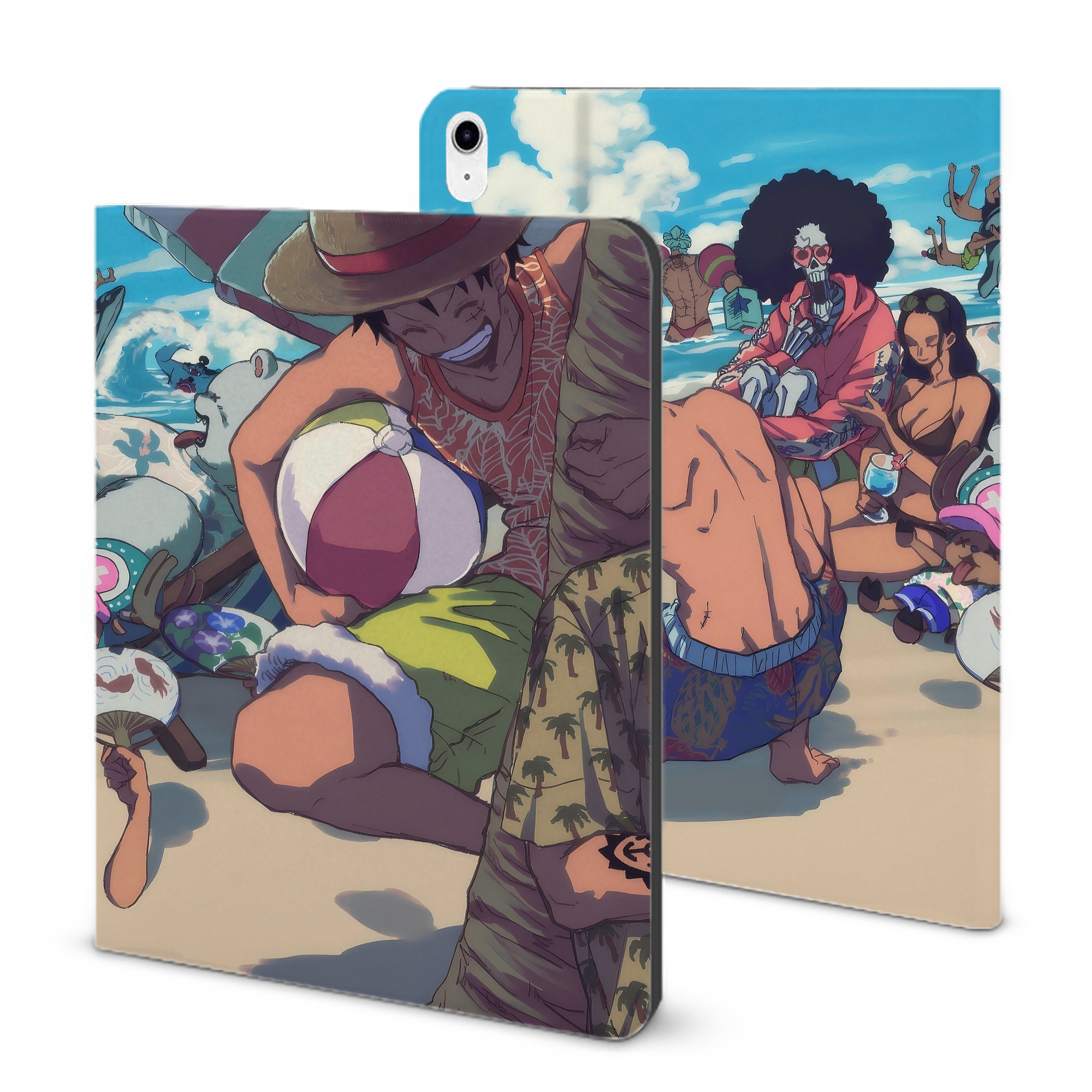 （画像用） ワンピース ONE PIECE IPad ケース ブック型 PUレザー TPU 耐衝撃 軽量 薄型 ペン収納なし 全面保護 IPad 各モデル対応